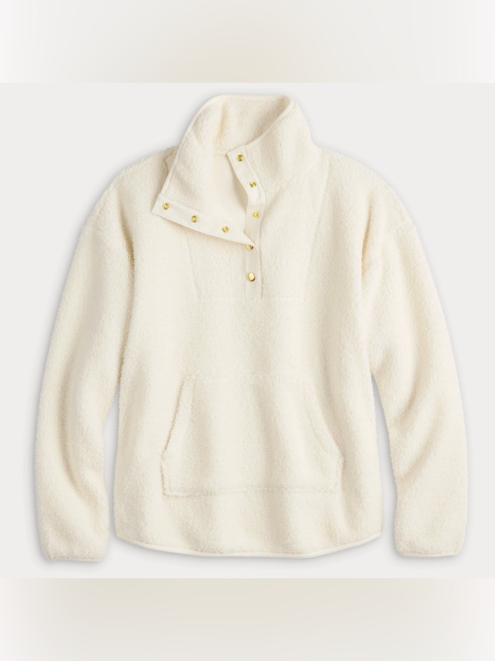 Sonoma Cream Snap-Front Fleece Pullover Sweater